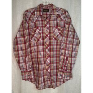 Roebucks Plaid Western Shirt Long Sleeve Button Up‎ Cowboy Medium